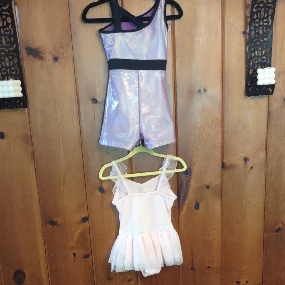 Justice Iridescent Purple 5/6 and Cat&Jack Pink Dance Leotard 6 EUC Girls